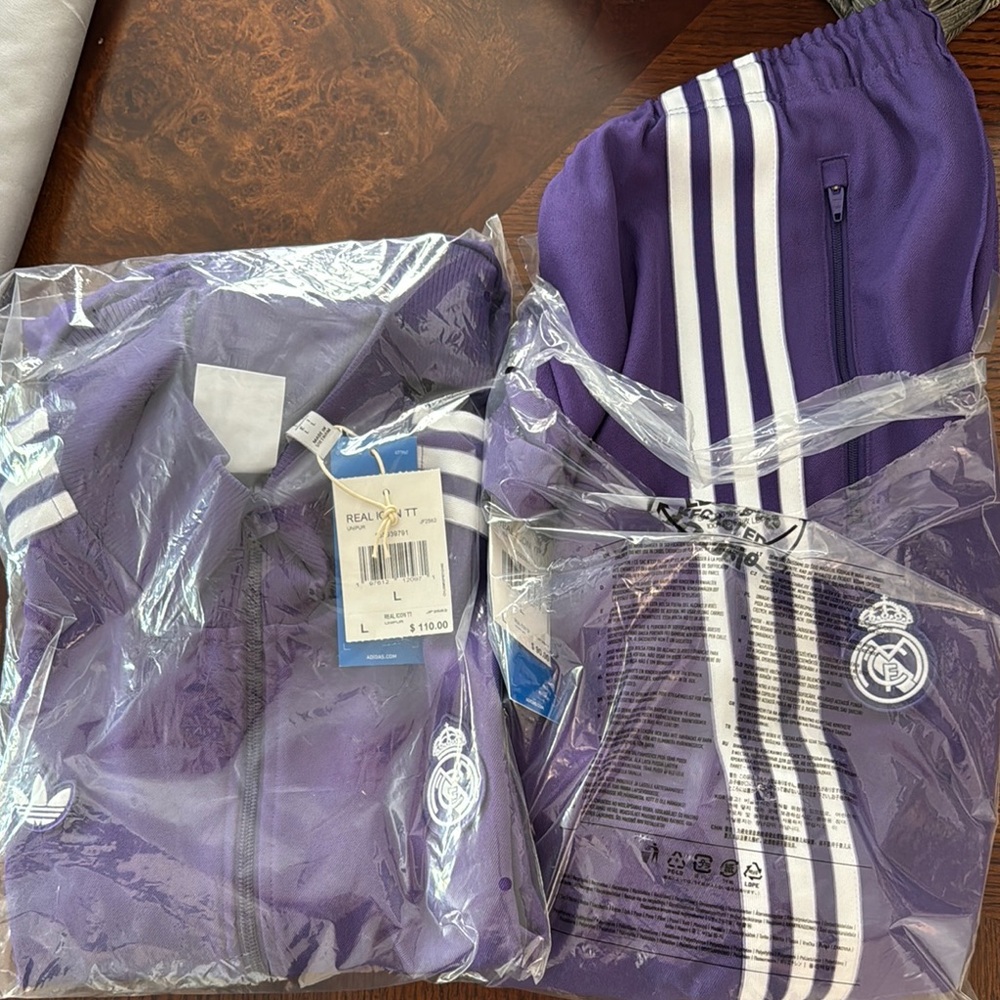 Adidas size LARGE Purple tracksuit set